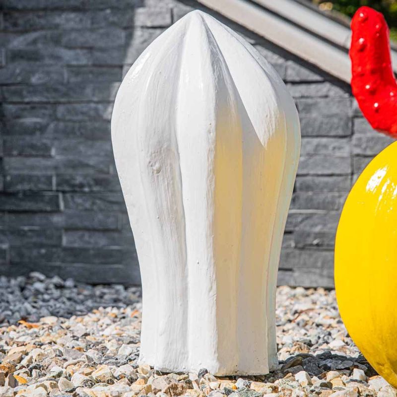 Sculpture Cactus Deco Jardin Blanc 30cm