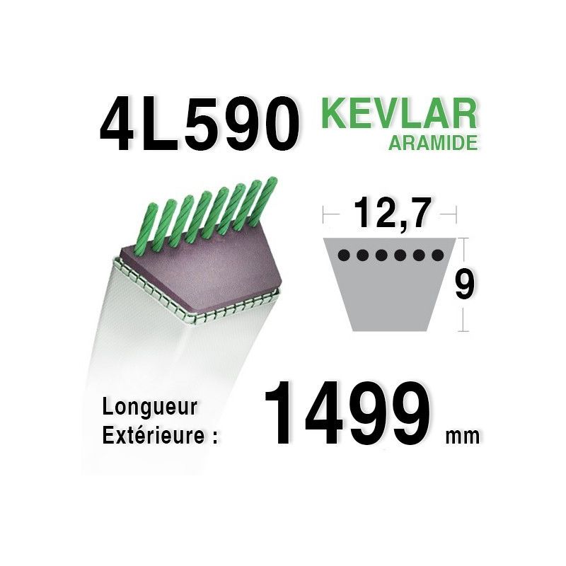 Universel - Courroie 4L590 - 4L59 MTD 7540245 - 754-0245 JOHN DEERE M73478 STIGA 1134-9031-01 - 9585-0072-00 WHEEL HORSE 8430 thumbnail