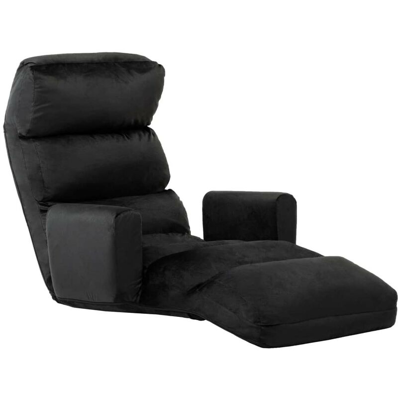 Canapé Convertible Lit Au Sol Avec Accoudoir Noir Tissu_Noir