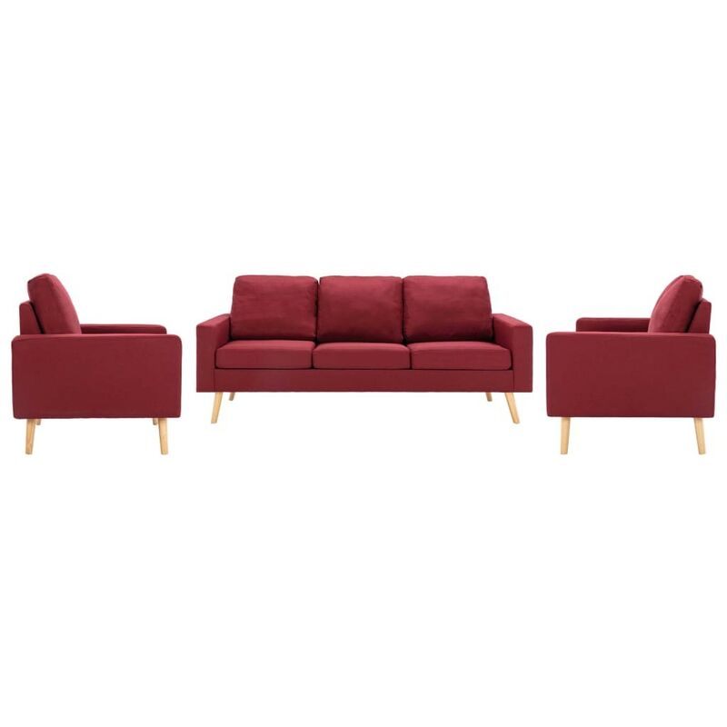 2dgarden - Ensemble Canapés Sofa 3 Pcs Tissu Rouge Bordeaux_Rouge