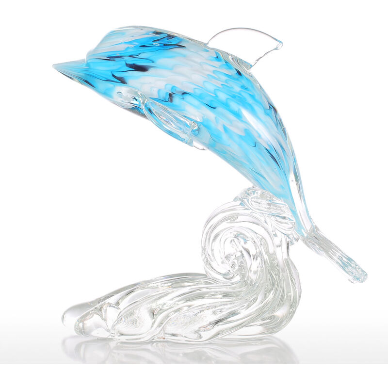 Blue Dolphin Gift Ornements En Verre Figurines Animales Produits Faits Ala Main Decoration De La Maison Bleu Et Blanc - Tooarts thumbnail