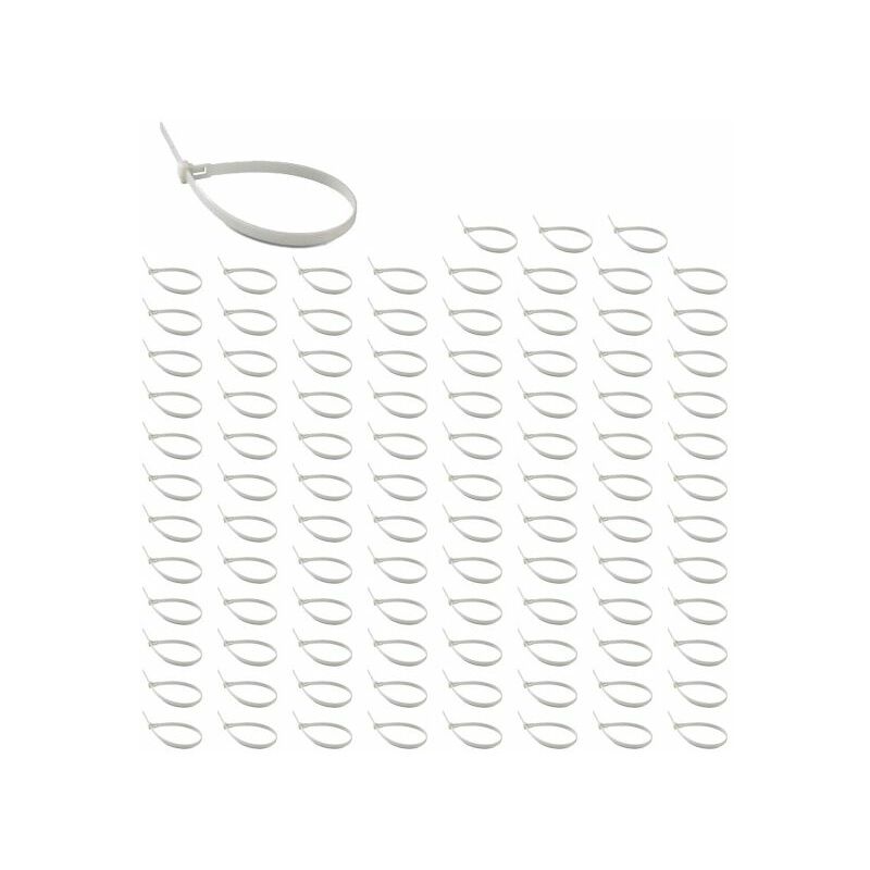 Lot De 100 Colliers De Serrage Plastique Blanc 4.5x300mm - V-tac