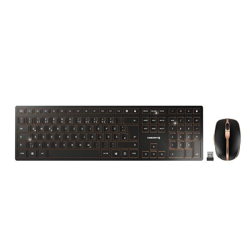 CHERRY DW 9100 SLIM Keyboard Mouse Included Universal RF Wireless + Bluetooth QWERTZ German Black