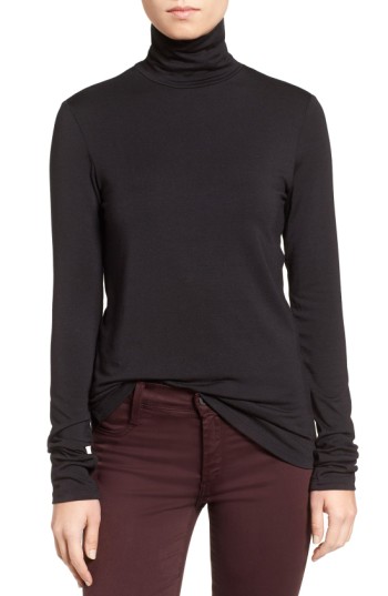 Women's Amour Vert 'Flannery' Stripe Stretch Jersey Turtleneck, Size X-Small - Purple