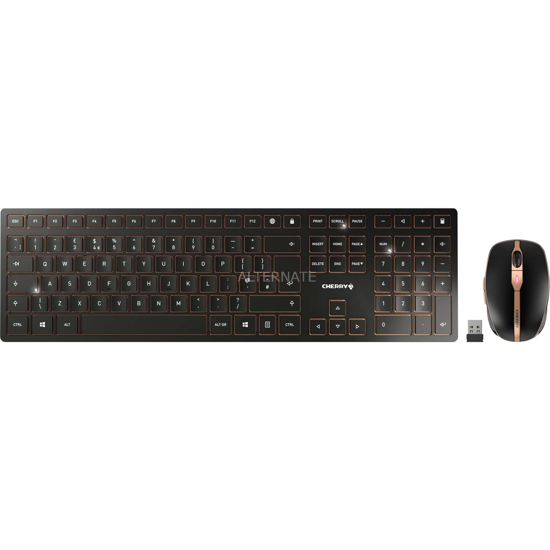 CHERRY DW 9100 SLIM Keyboard Mouse Included Universal RF Wireless + Bluetooth QWERTY UK English Black