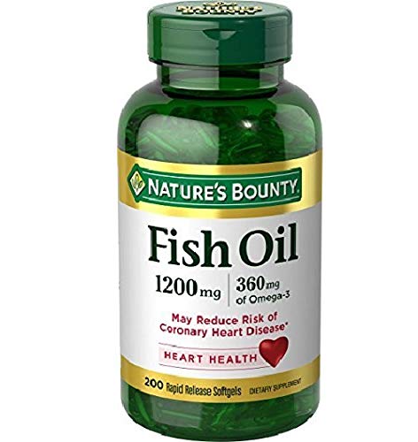 Nature’s Bounty Fish Oil, 1200mg, 360mcg of Omega-3, 200 Rapid Release Softgels