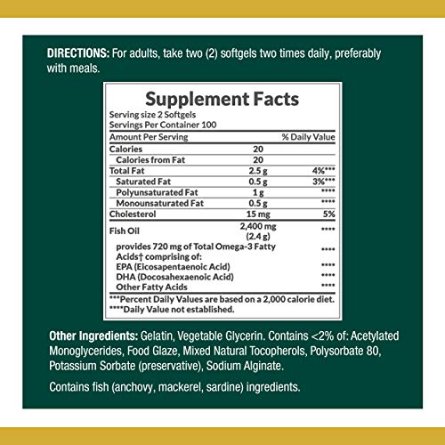 Nature’s Bounty Fish Oil, 1200mg, 360mcg of Omega-3, 200 Rapid Release Softgels thumbnail