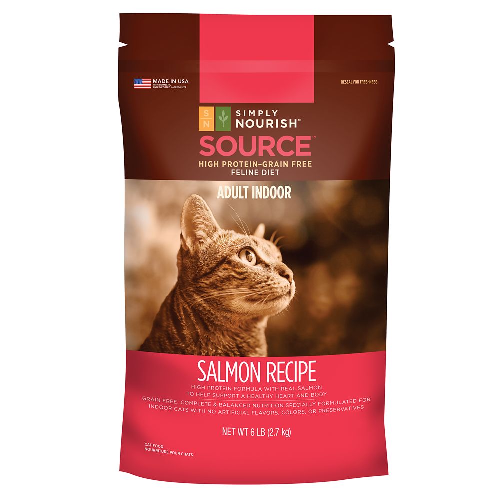 Simply Nourish, Source Indoor Adult Cat Food - Natural, Grain Free, Salmon Size: 6 Lb