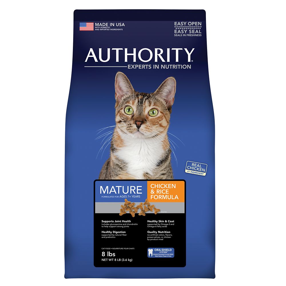 Authority Mature Adult Cat Food Size: 8 Lb, Chicken, Kibble, Senior