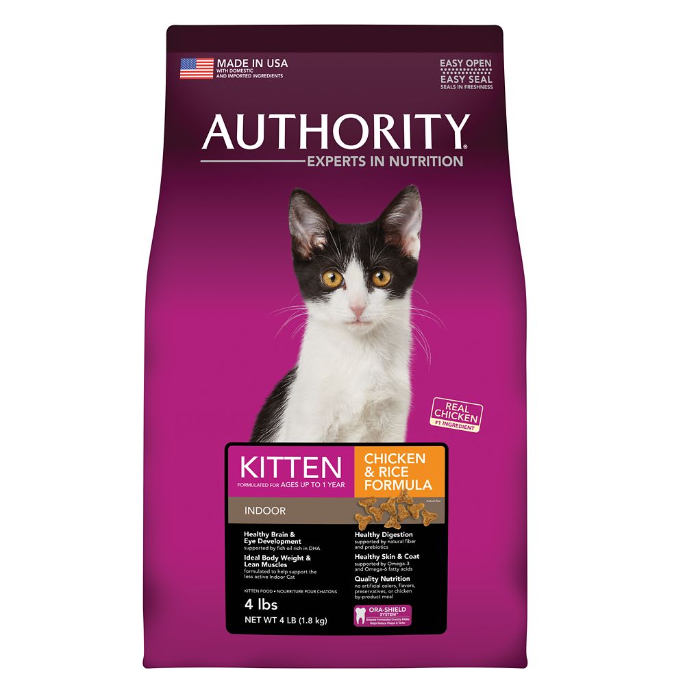 Authority Indoor Kitten Food - Chicken and Rice Size: 4 Lb, Chicken & Rice, Kibble, Deboned Chicken