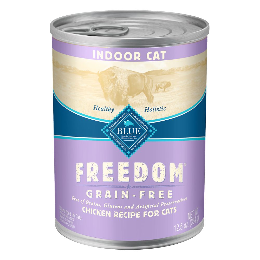 Blue Buffalo Freedom Grain Free Natural Adult Pate Wet Cat Food, Indoor Chicken 12.5-oz Cans