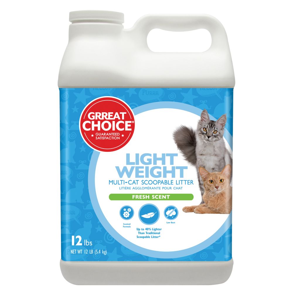Grreat Choice Lightweight Cat Litter - Scoopable, Multi-Cat, Fresh Scent Size: 12 Lb