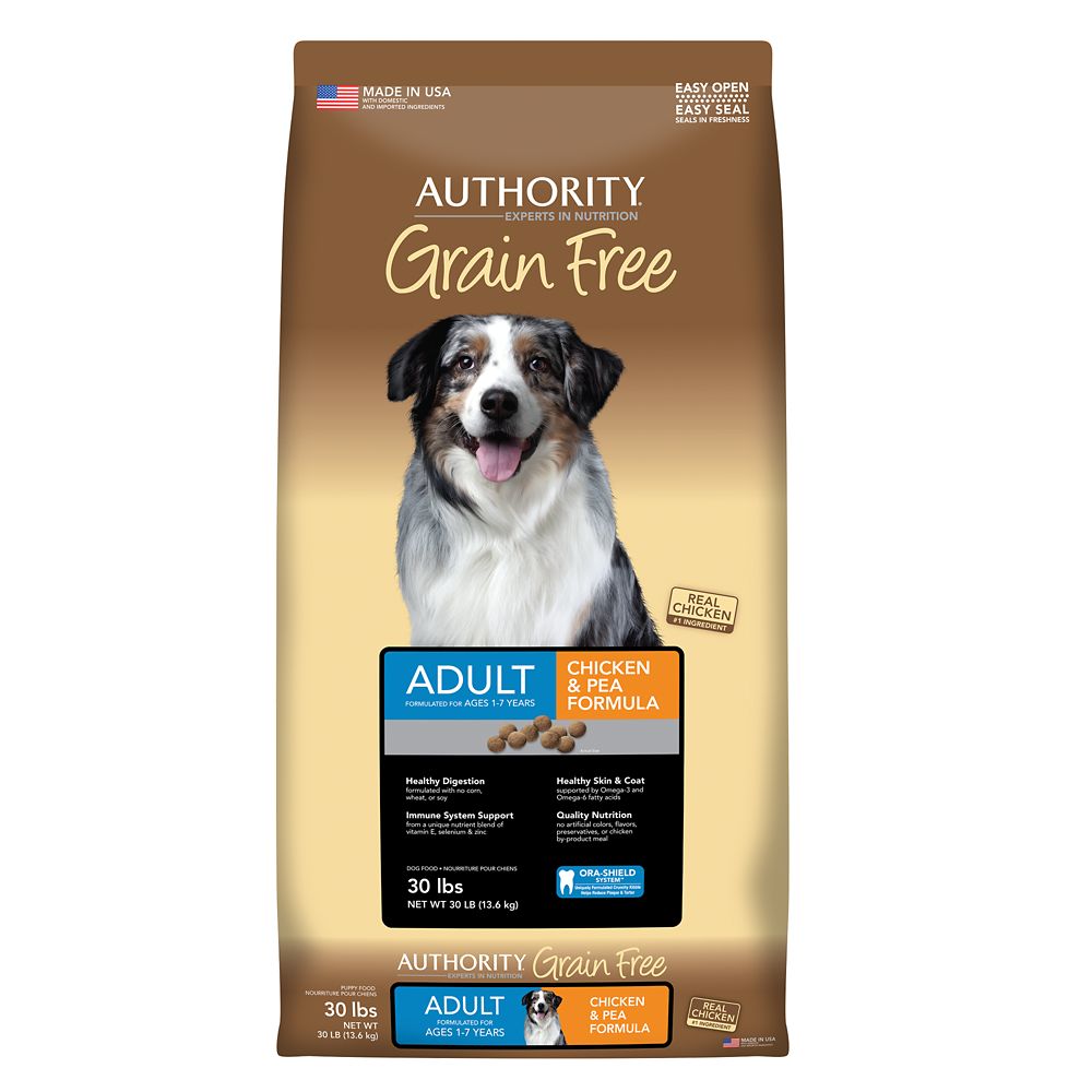 Authority Grain Free Adult Dog Food - Chicken and Pea Size: 30 Lb, Kibble