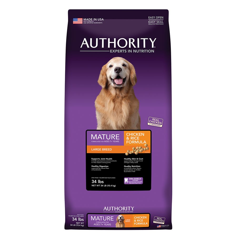 Authority Large Breed Mature Dog Food - Chicken and Rice Size: 34 Lb, Kibble, Senior