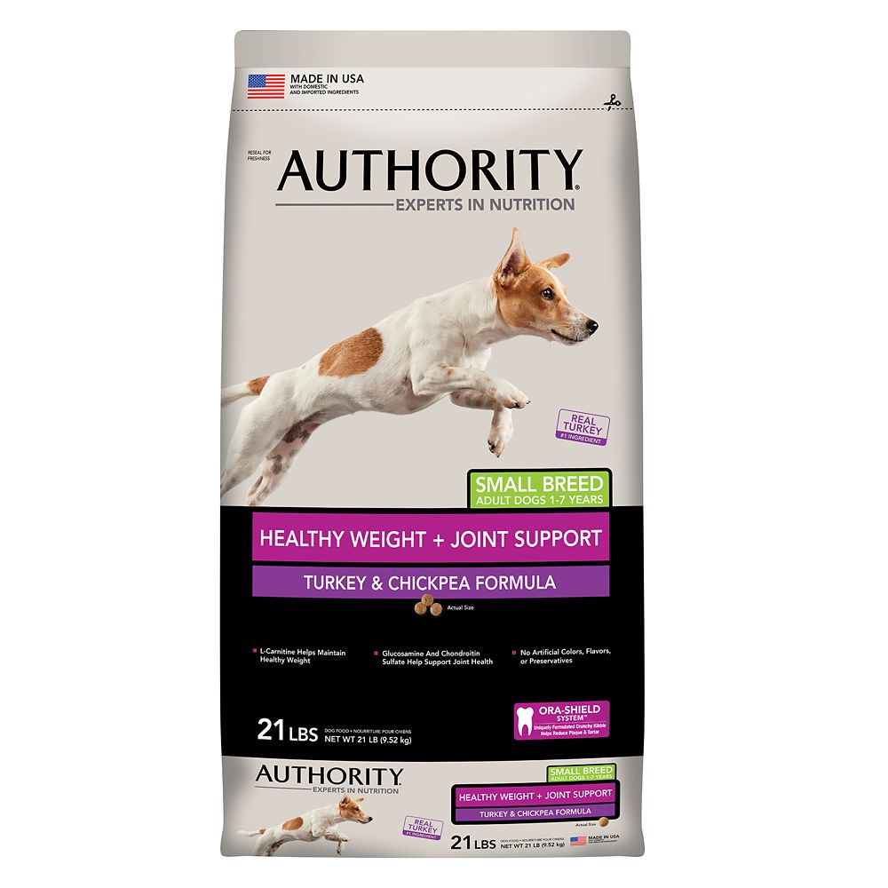 Authority Healthy Weight + Joint Support Small Breed Adult Dog Food - Turkey and Chickpea Size: 21 Lb, Turkey & Chickpea, Kibble, Deboned Turkey