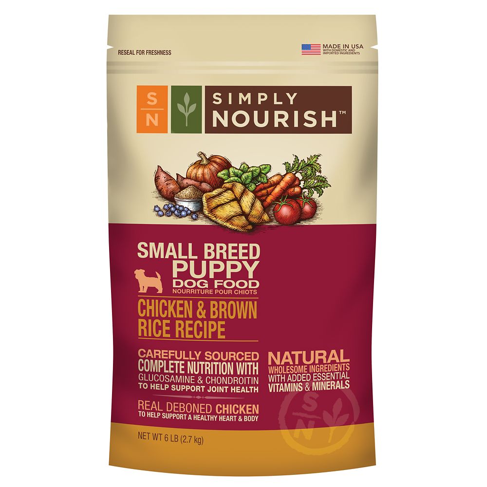 Simply Nourish Chicken & Brown Rice Recipe Small Breed Puppy Dry Dog Food, 6-lb Bag