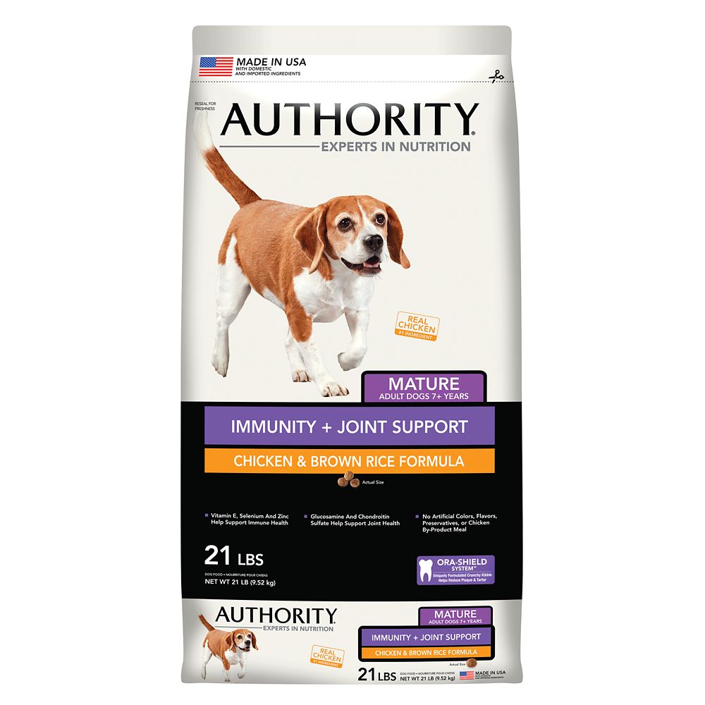 Authority Immunity + Joint Support Mature Adult Dog Food - Chicken and Brown Rice Size: 21 Lb, Chicken & Brown Rice, Kibble, Deboned Chicken