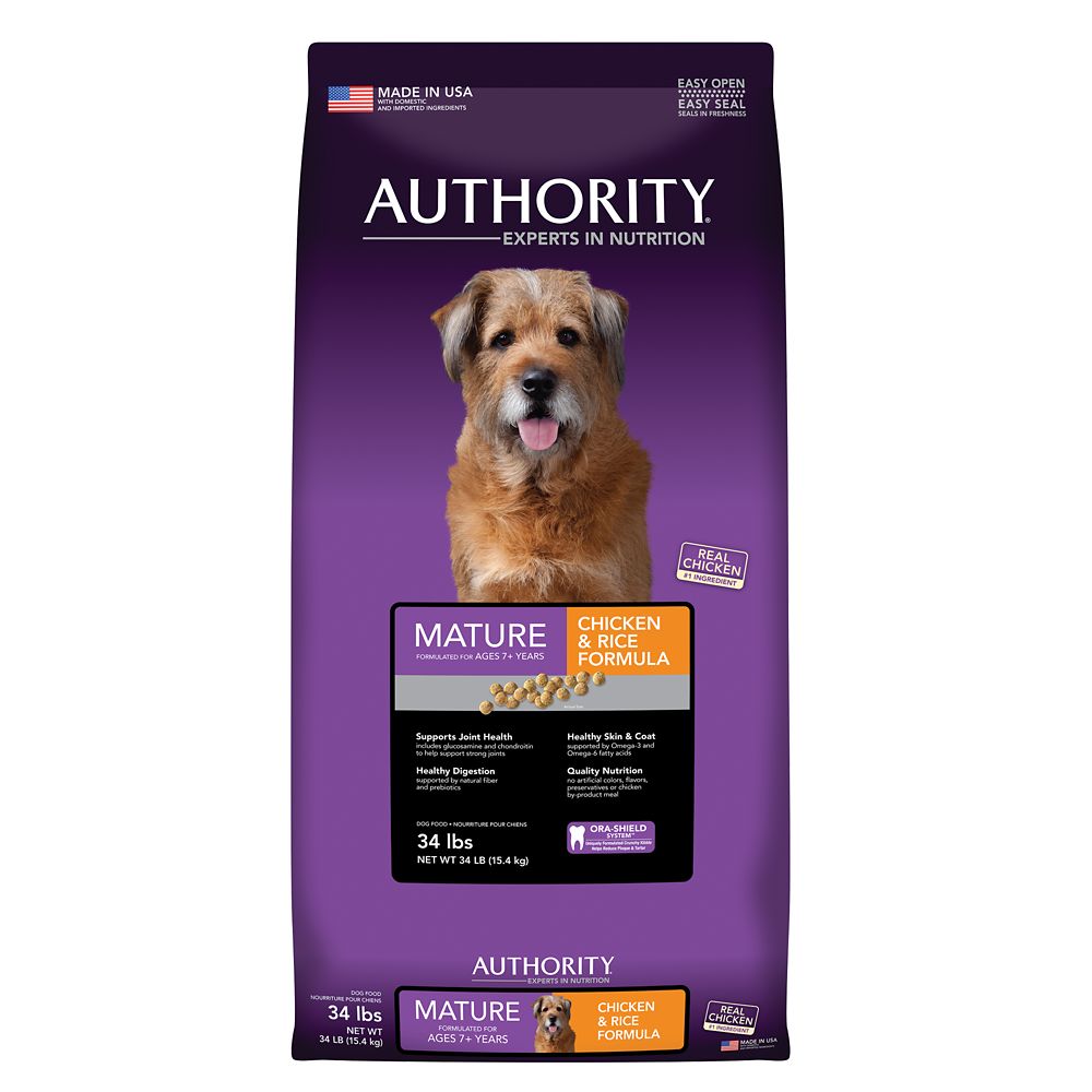 Authority Mature Dog Food - Chicken and Rice Size: 34 Lb, Kibble, Senior