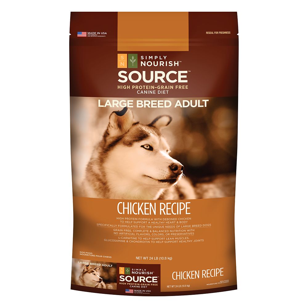 Simply Nourish, Source Large Breed Adult Dog Food - Natural, Grain Free, Chicken Recipe Size: 24 Lb