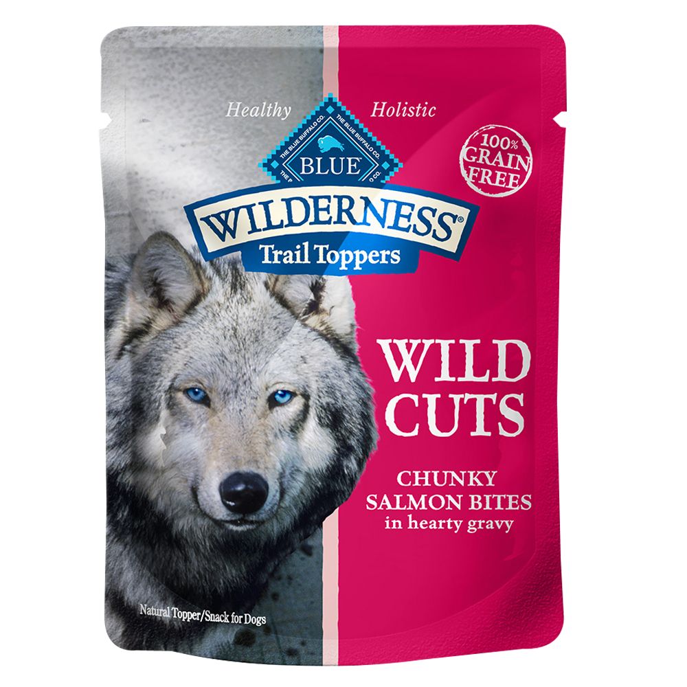 Blue Buffalo Wilderness Trail Toppers Wild Cuts High Protein Natural Wet Dog Food Chunky Salmon Bites in Hearty Gravy - 3oz