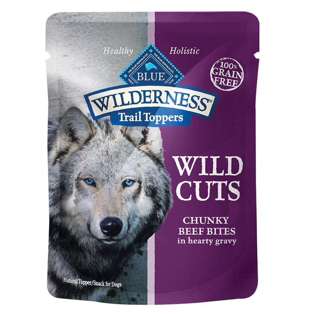 Blue Buffalo Wilderness Trail Toppers Wild Cuts High Protein Natural Wet Dog Food Chunky Beef Bites in Hearty Gravy - 3oz