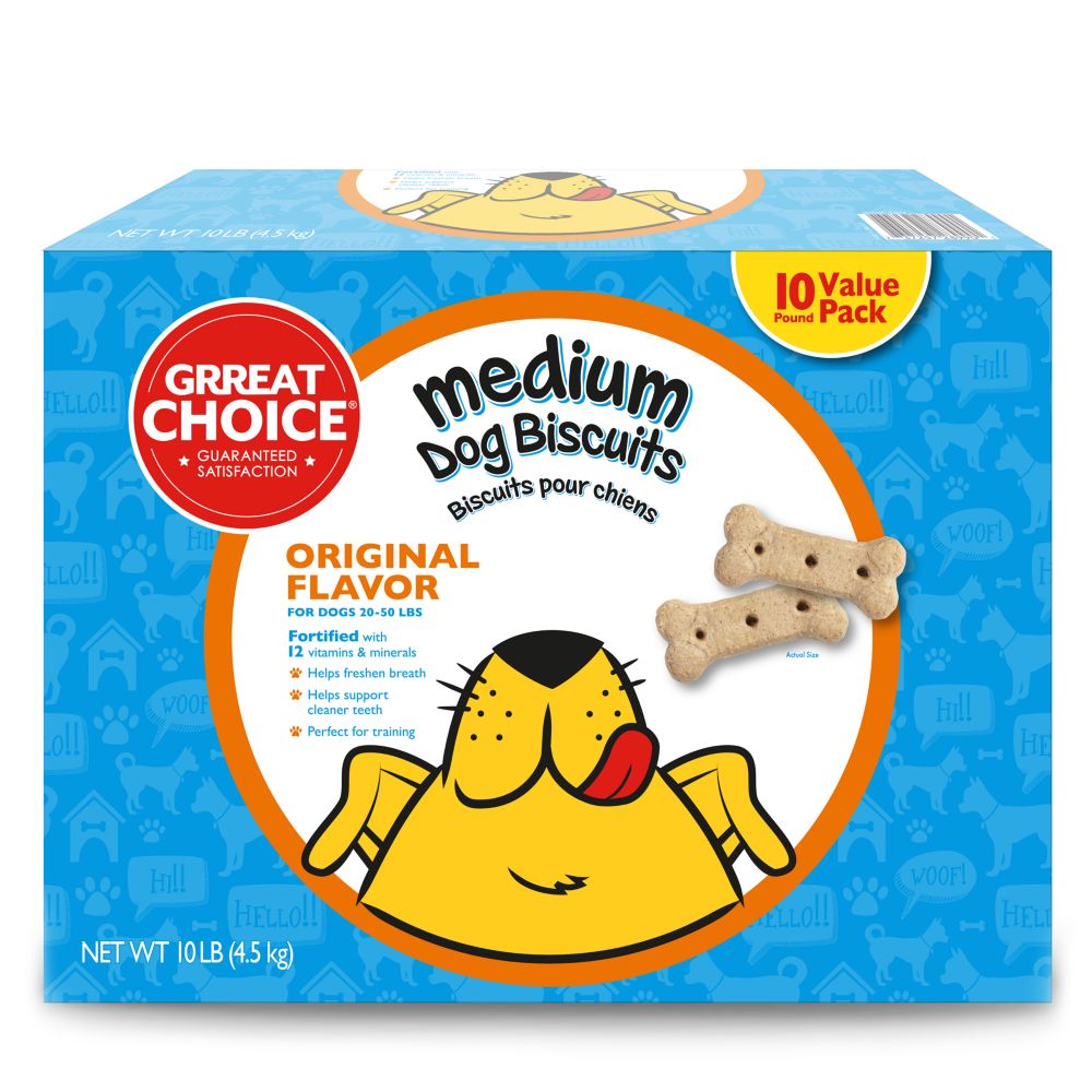 Grreat Choice Dog Biscuits Size: Medium, Original Flavor, Adult, Wheat Flour
