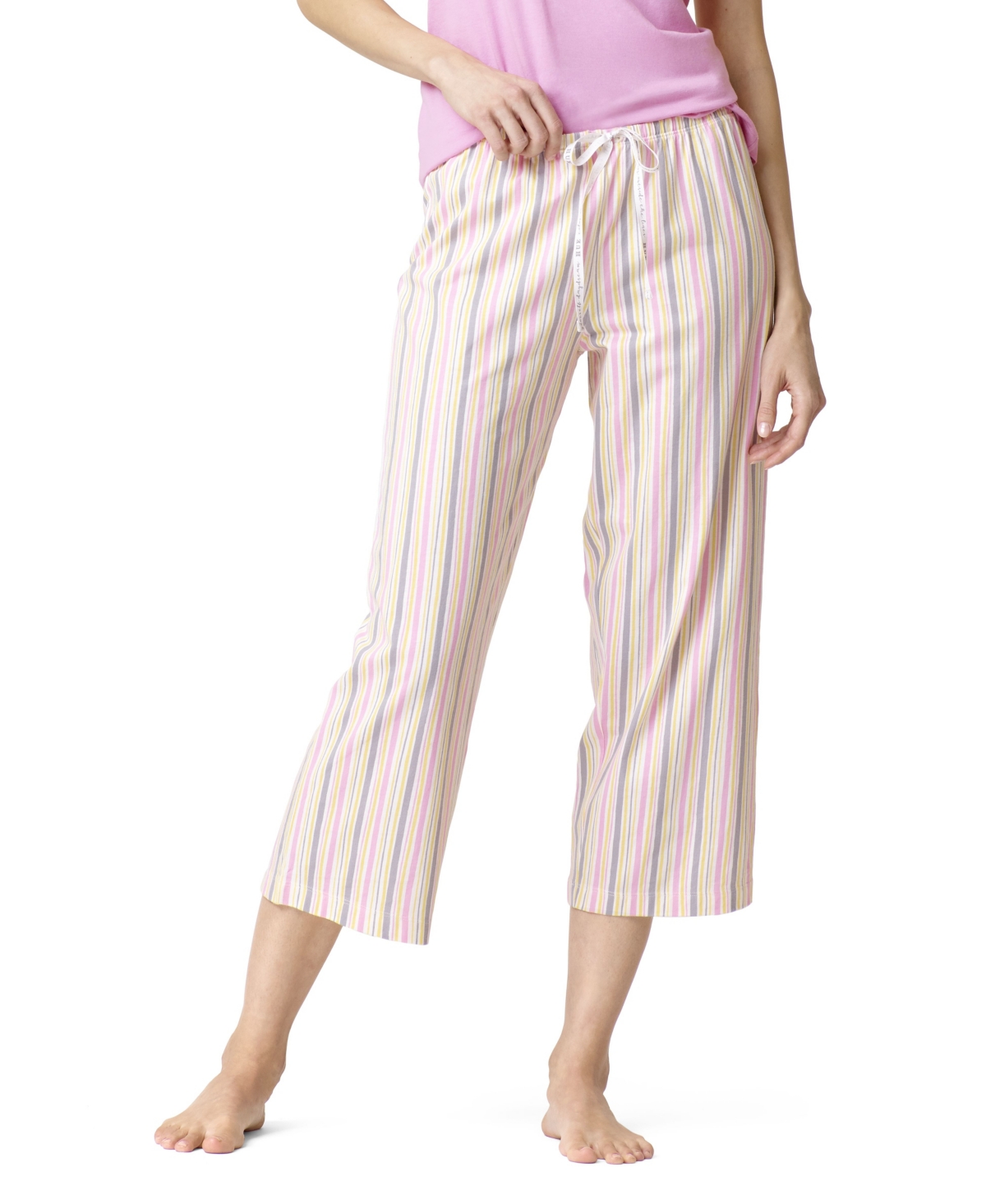 Hue Modern Classic Pajama Capri Pant - Stripe Melody - Size Medium