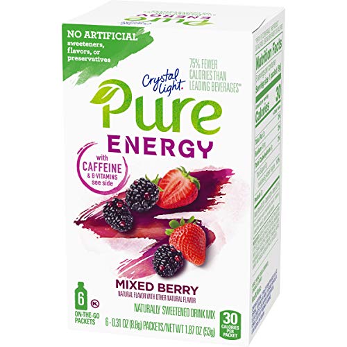 Crystal Light Pure Mixed Berry Energy Drink Mix with Caffeine and B Vitamins (48 on-the-Go Packets  8 Packs of 6) thumbnail