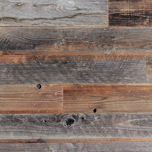 Plank and Mill - Reclaimed Barn Wood Wall Panels - Simple Peel and Stick Planks for Accent Walls, Kitchens, and Other Projects - 10 Square Feet of 5