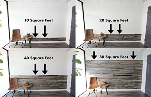 Plank and Mill - Reclaimed Barn Wood Wall Panels - Simple Peel and Stick Planks for Accent Walls, Kitchens, and Other Projects - 10 Square Feet of 5