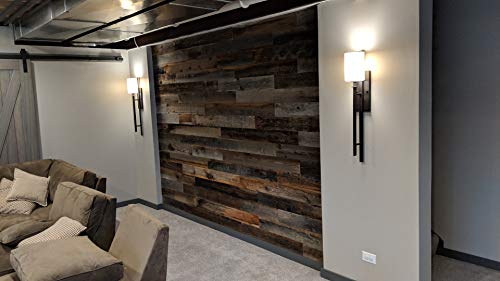 Plank and Mill - Reclaimed Barn Wood Wall Panels - Simple Peel and Stick Planks for Accent Walls, Kitchens, and Other Projects - 10 Square Feet of 5