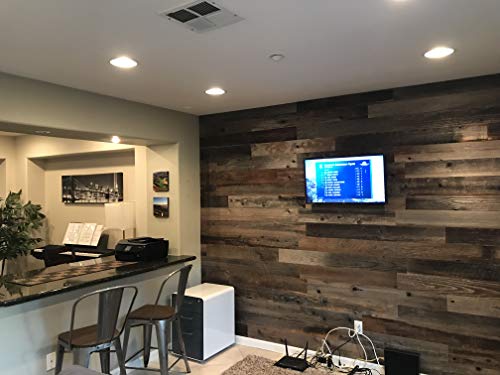 Plank and Mill - Reclaimed Barn Wood Wall Panels - Simple Peel and Stick Planks for Accent Walls, Kitchens, and Other Projects - 10 Square Feet of 5