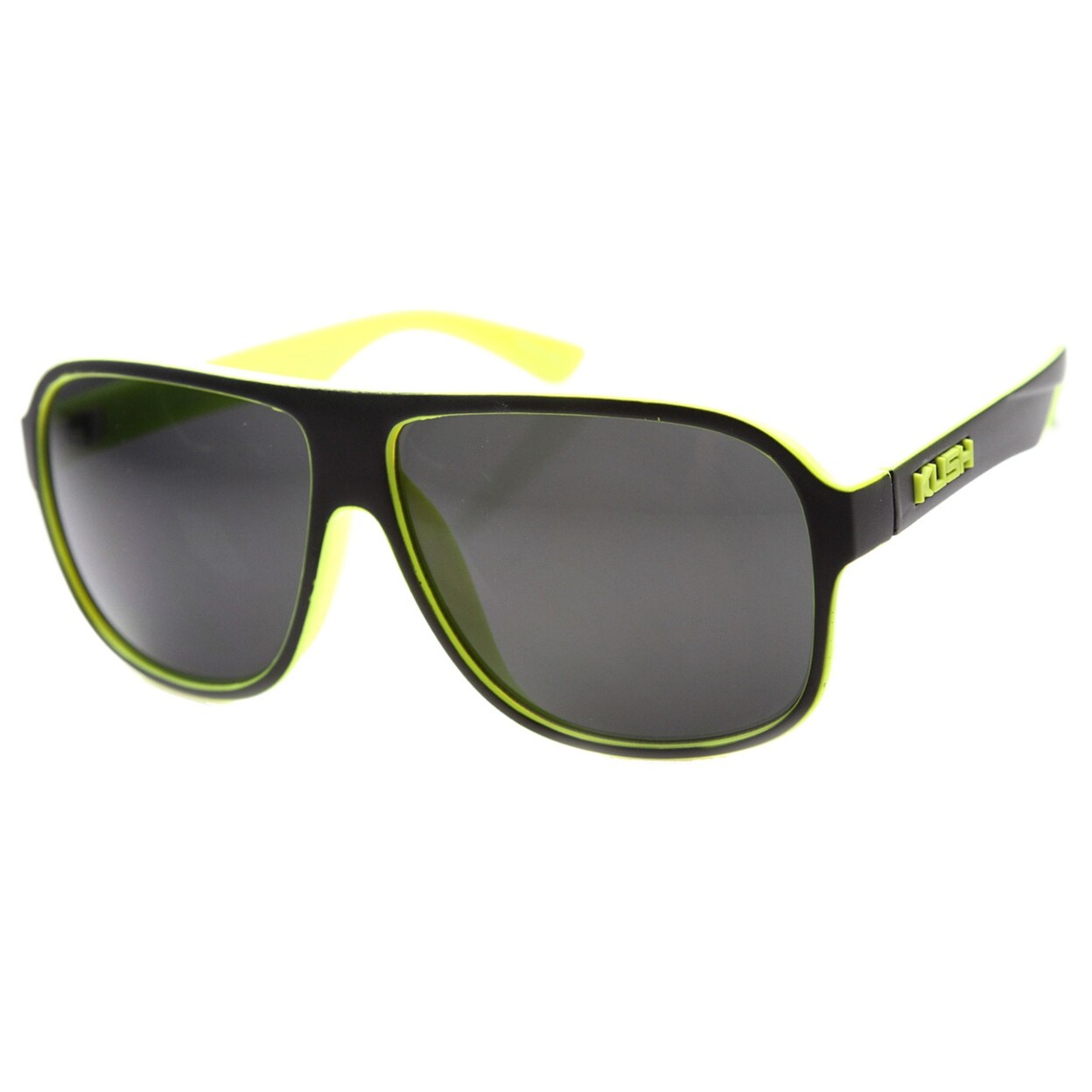 Mens Flat Top Plastic Neon Two-Toned Aviator Sunglasses 9657 thumbnail