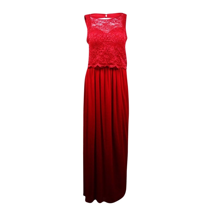 Nightway Women's Glitter Lace Popover Chiffon Skirt Dress