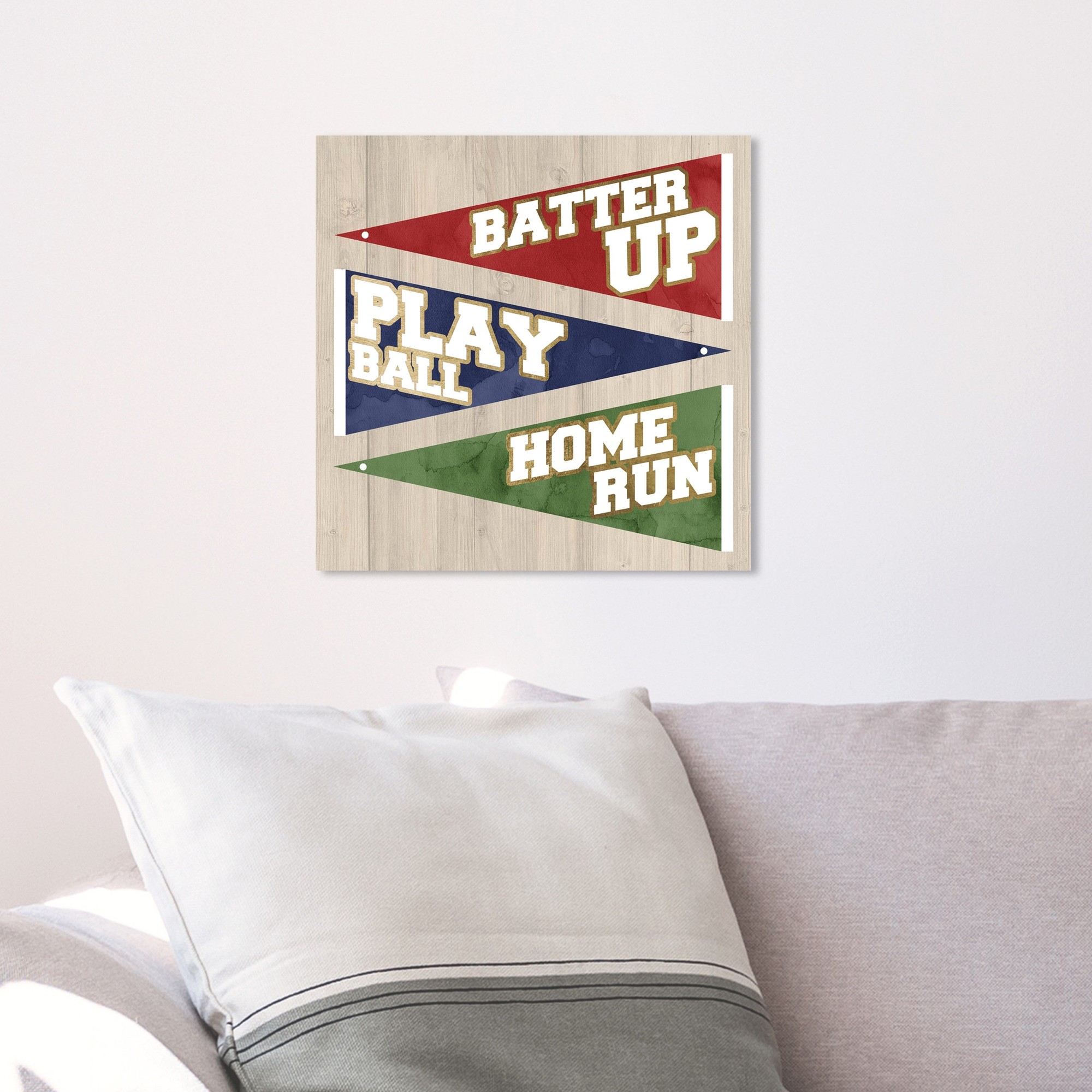 Oliver Gal Sports and Teams Wall Art Canvas Prints 'TBD Sports Flag Baseball Border' Baseball - Red, Blue