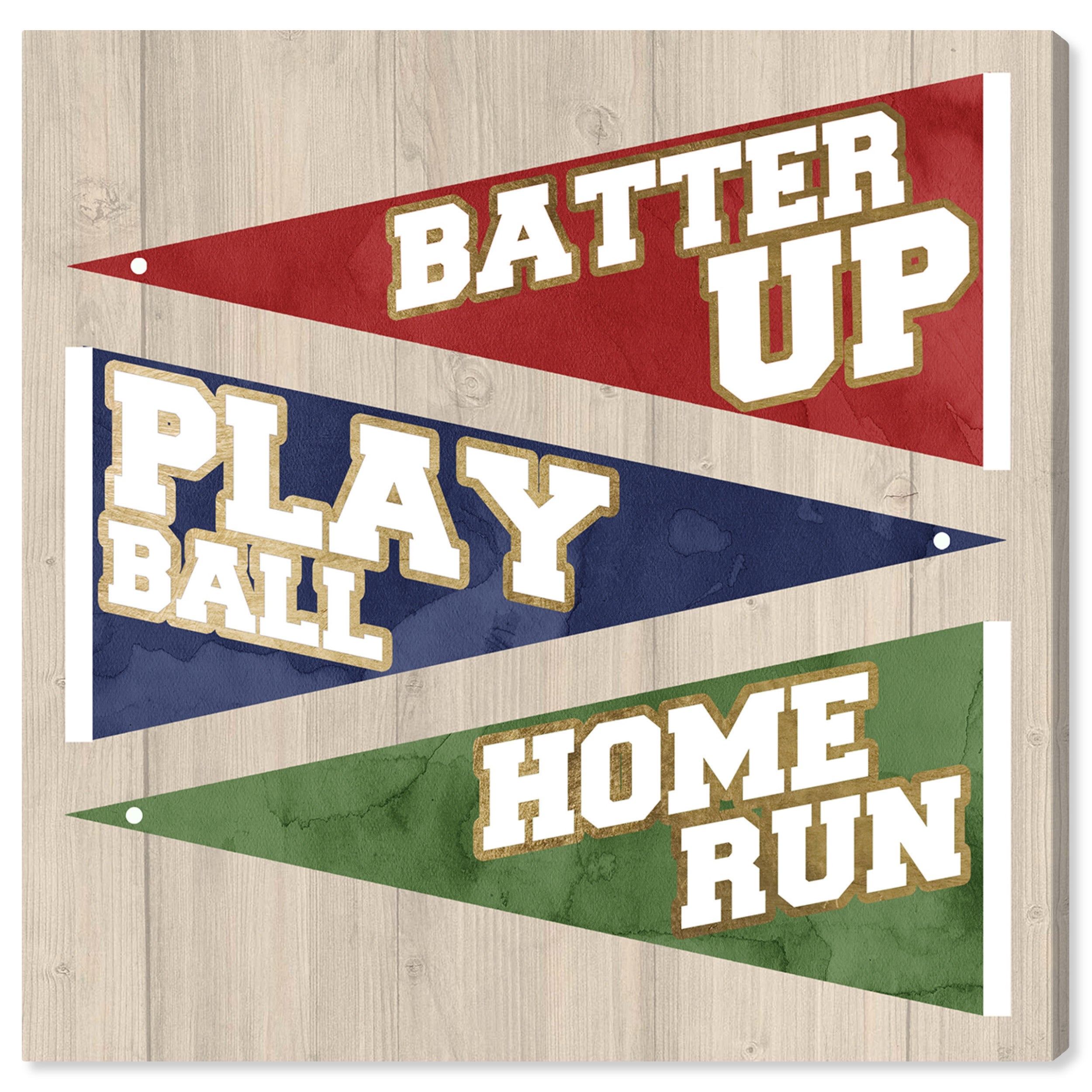Oliver Gal Sports and Teams Wall Art Canvas Prints 'TBD Sports Flag Baseball Border' Baseball - Red, Blue thumbnail
