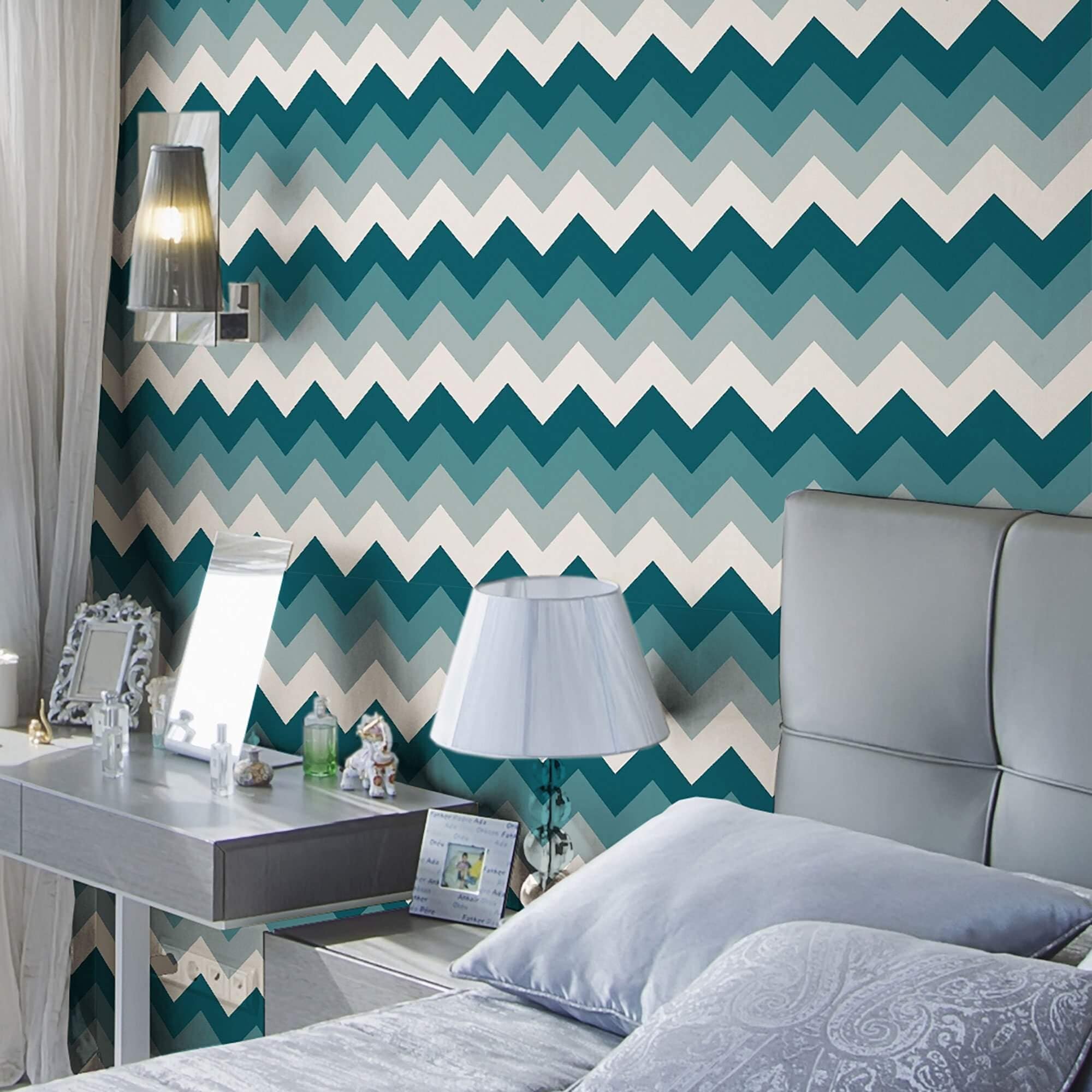 Blue Chevron Peel and Stick Removable Wallpaper 9335
