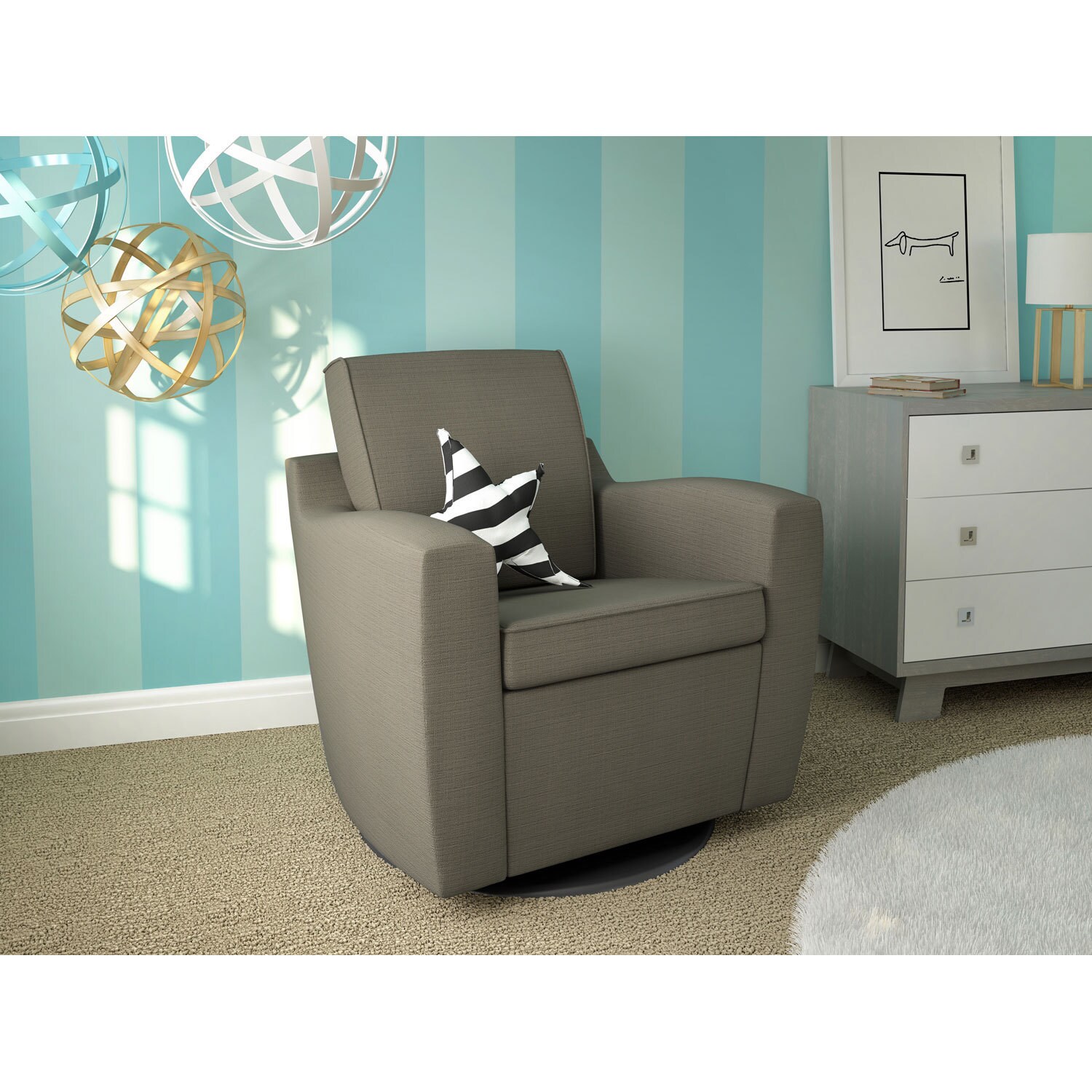 Dutailier Mocha Upholstered Swivel Glider