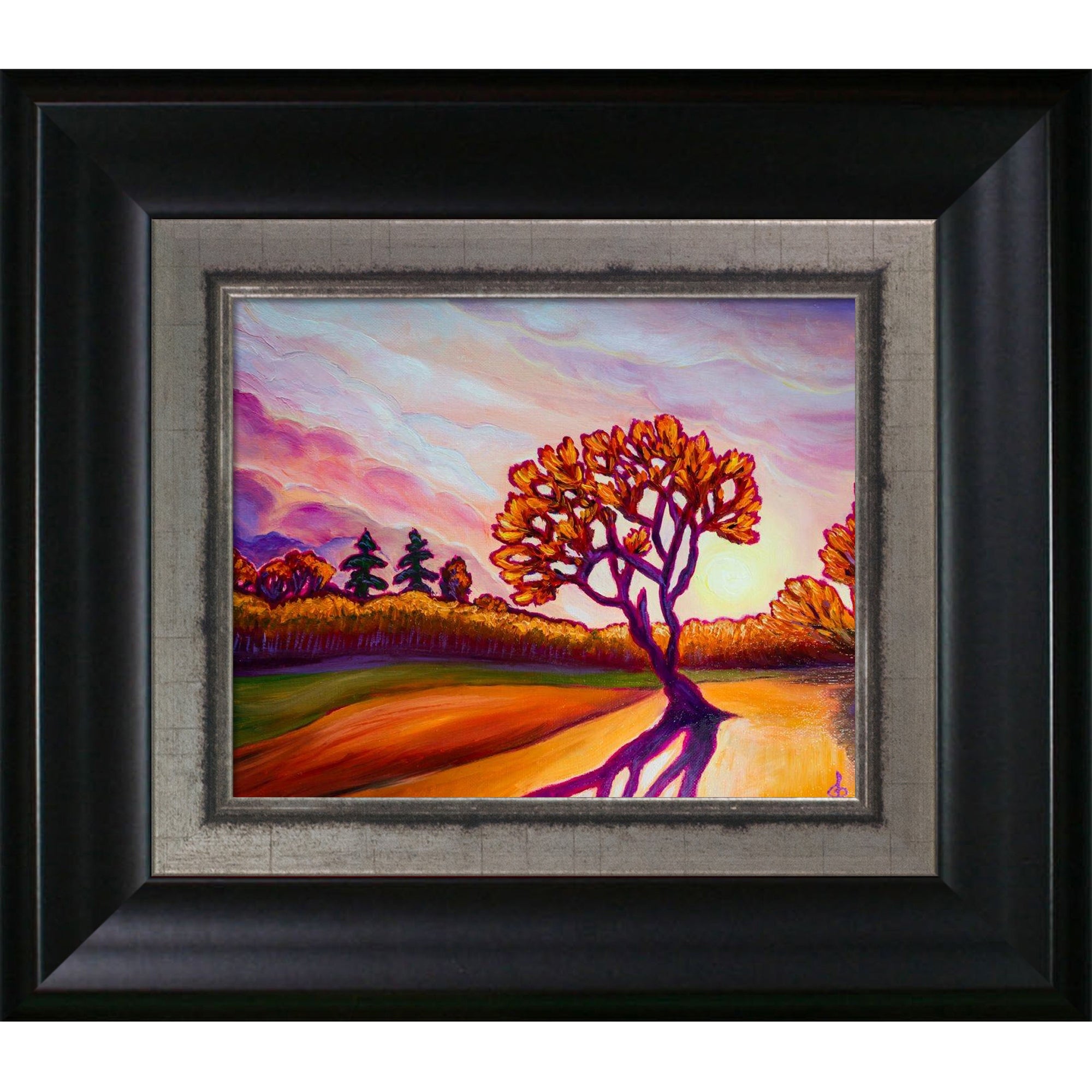 ArtistBe Golden Hour in October with Black Matte and Burnished Silver Custom Stacked Frame, 14.5