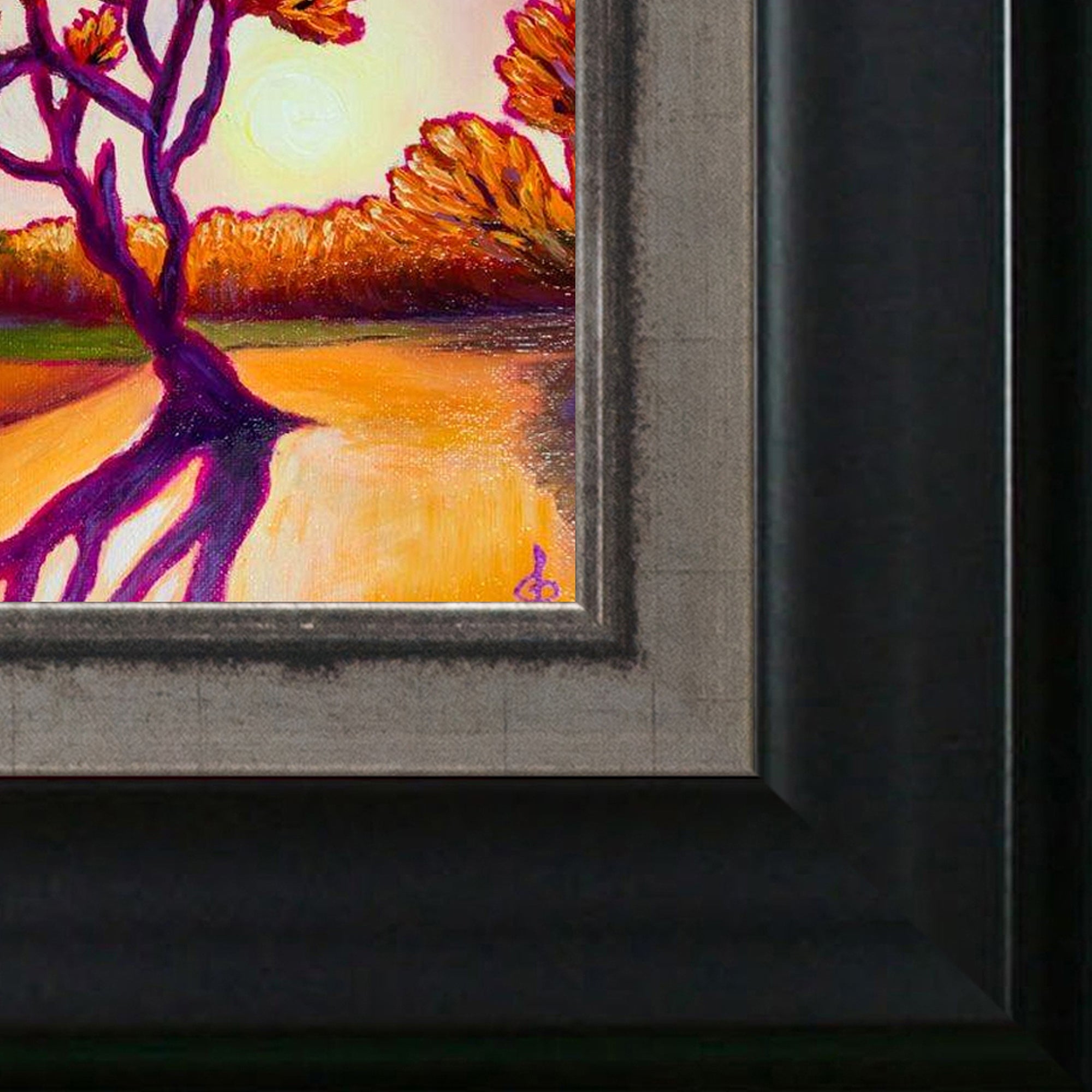 ArtistBe Golden Hour in October with Black Matte and Burnished Silver Custom Stacked Frame, 14.5