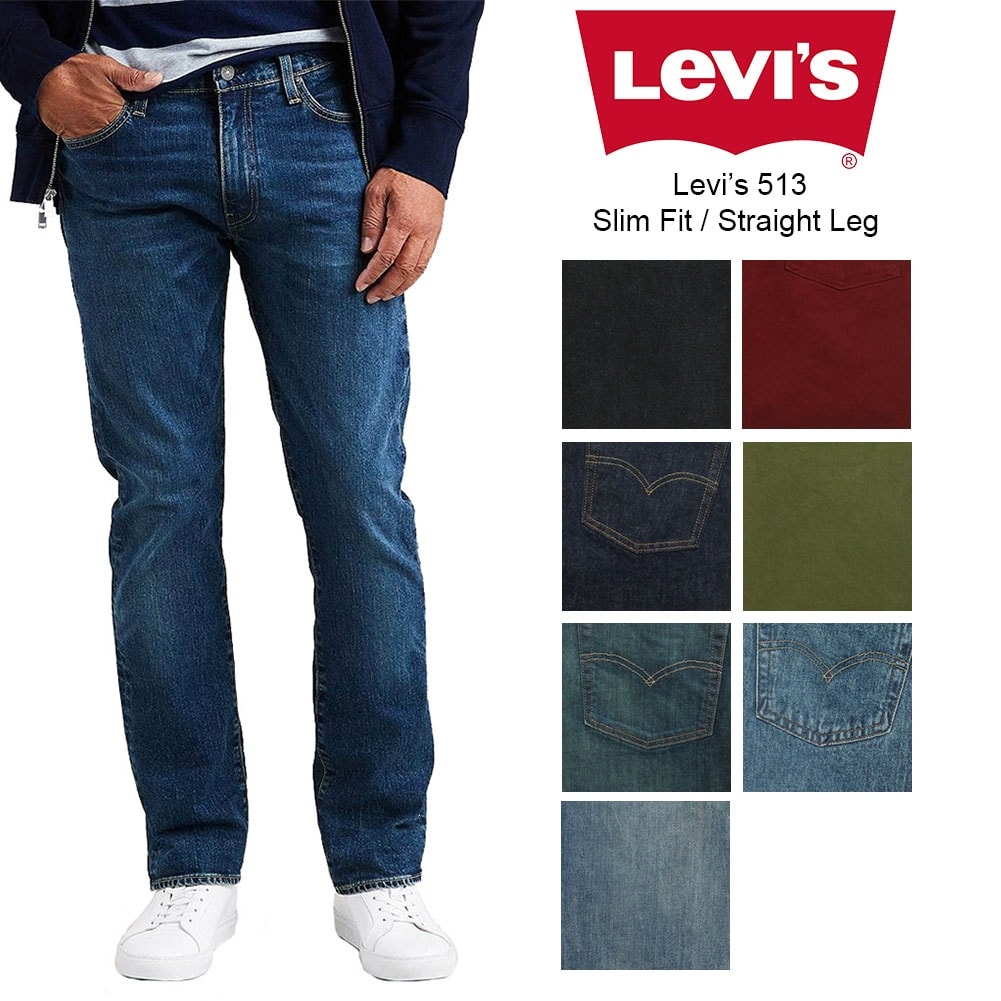 Levis Men S 513 Slim Fit Straight Jeans Ripped Blue 0700 34X30 thumbnail