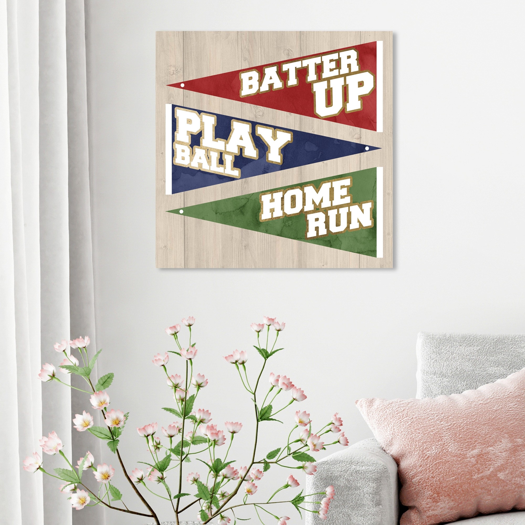 Oliver Gal Sports and Teams Wall Art Canvas Prints 'TBD Sports Flag Baseball Border' Baseball - Red, Blue