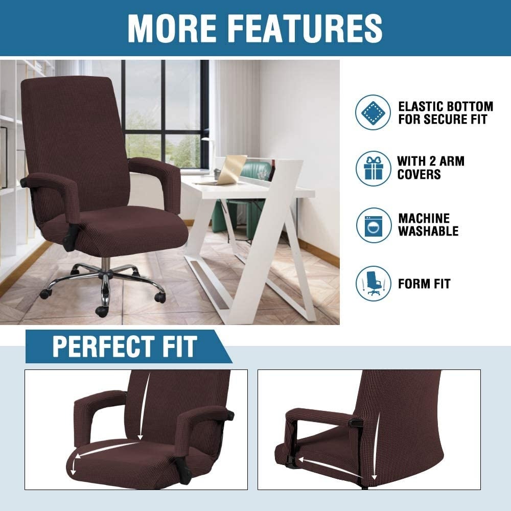 Stretch Office Chair with Arms Back and Seats High Slipcover - 3535 thumbnail