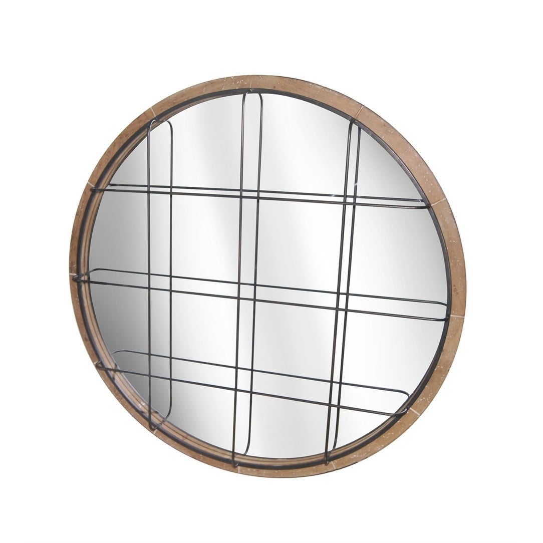 Sagebrook Home 12989 Wood Frame Mirror, Brown Iron/Wood, 47.25 X 5.5 X 47.25 Inches