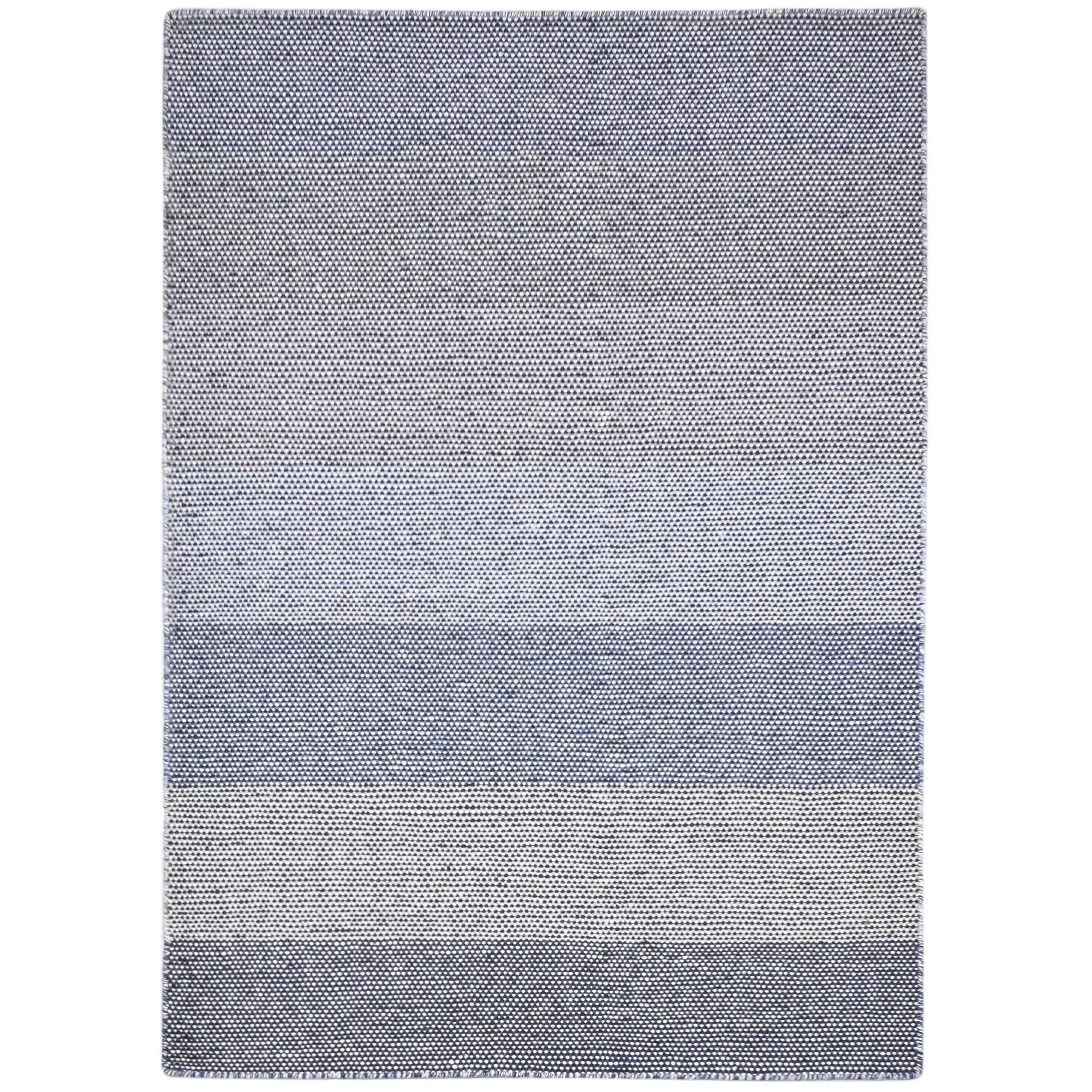 One of a Kind Flatweave Modern 5' X 8' Stripe Wool Blue Rug - 5' X 7'