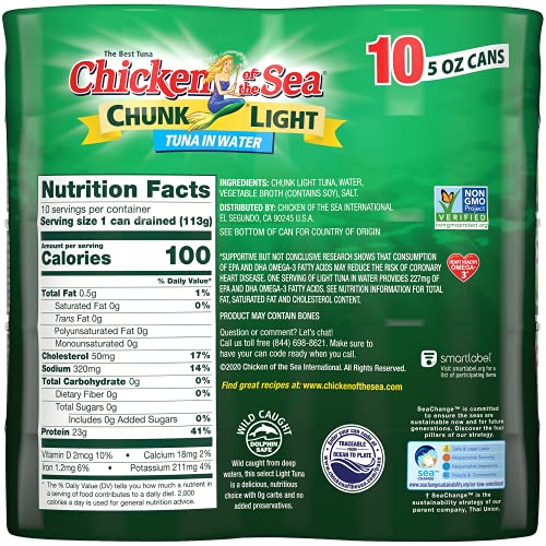 Chicken of the Sea Chunk Light Tuna in Water 10 - 5 Oz Cans thumbnail