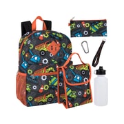 A.D.Ventures Backpack Set, Construction Trucks, Black (8875)