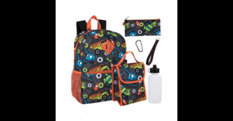 A.D.Ventures Backpack Set, Construction Trucks, Black (8875) thumbnail