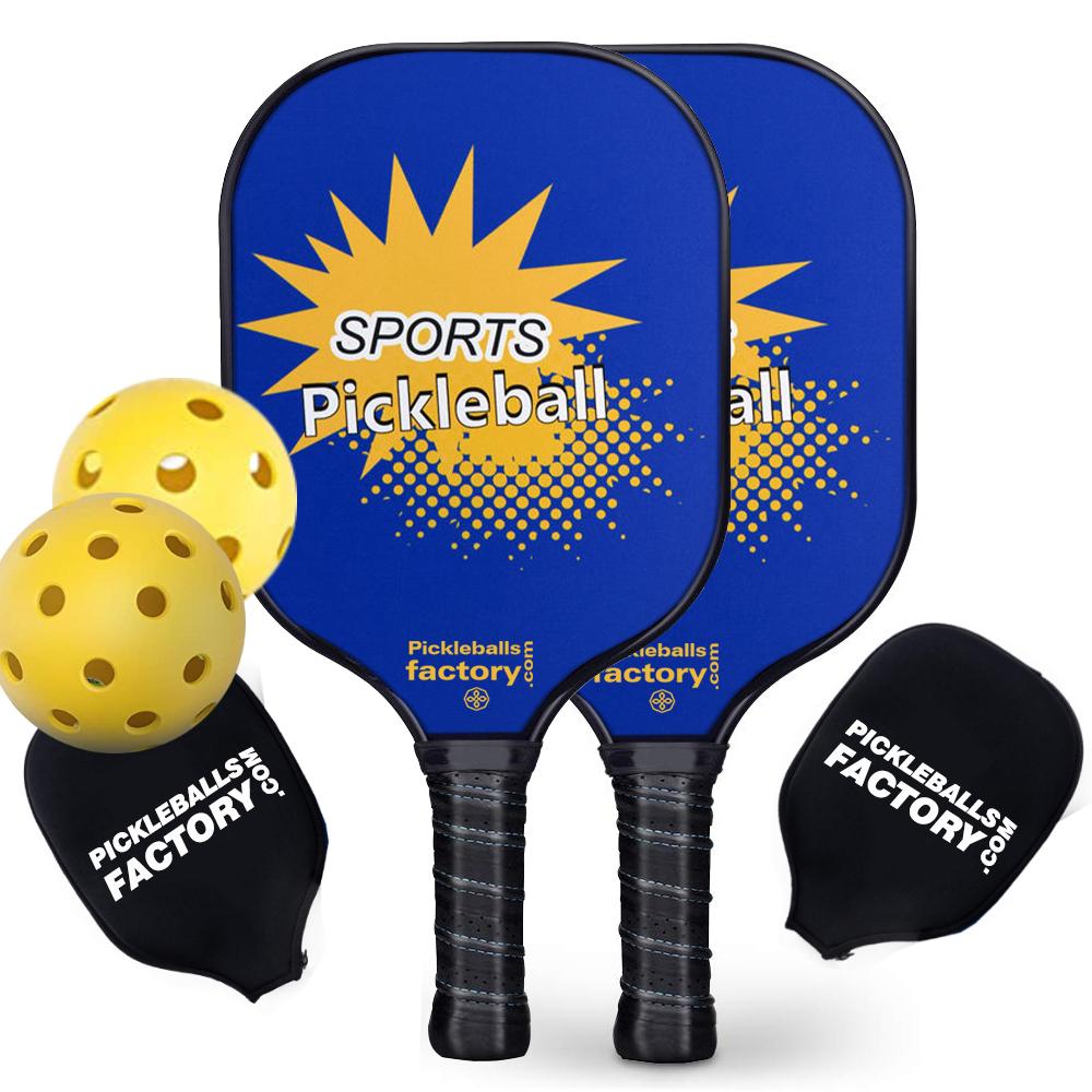SX-0036-7 Pickleball Equipment & Fiberglass Pickleball Paddles Complex, Yellow Fun Pickleball Set - 7 Piece