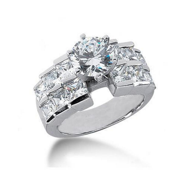 5325 4.25 CT Diamond Real Big Diamonds Engagement Fancy Ring, Size 6.5